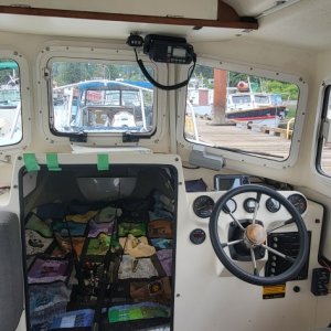 Very clean interior. Green masking tape is holding a nav light wire that came loose.