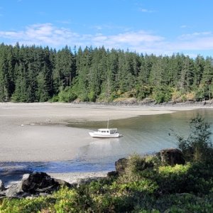 Beaching the boat, waiting for the tide to go out