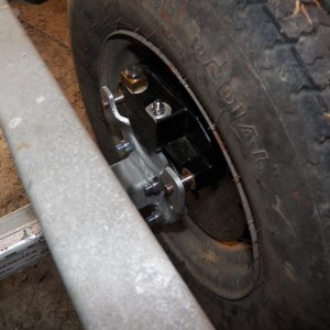The brakes fit just fine on the 13" wheels and the original fenders have plenty of clearance.