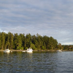 Back at the anchorage at sunset