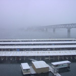 (Sea Wolf) Bridge Bay Marina in the snow.