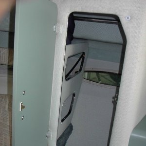 Hanging Locker and storage shelves.
