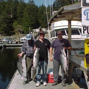 (BOMBERO) APRIL 27, 2005....4 SPRINGS CAUGHT IN 16 ANGLER, PENDER HARBOUR B.C. CANADA