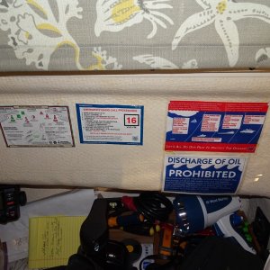 Media 'oil and garbage discharge plaques' in album 'Galley counter and back storage'
