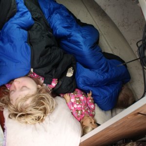 First night sleeping onboard.  The Vberth was a bit tight for the 2 kids and myself but we made it.