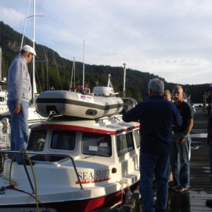 Do we like the shorter gray Alaskan Series dinghy on SEA SHIFT or....