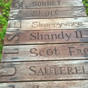 This high-brow graffiti is new.  The boardwalk is due to be torn out and replaced this year, but I'm sure the classy vandals will return.