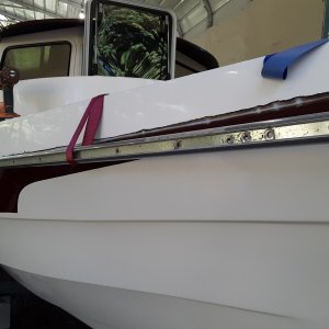 I started drilling holes at the back of the boat and worked my way to the front.  the back has the sharp bend, so I wanted to make sure that it fit good around the bend