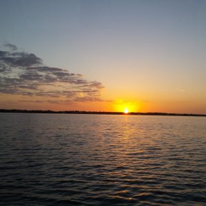 35.) Sunset over Sanibel Island anchorage.