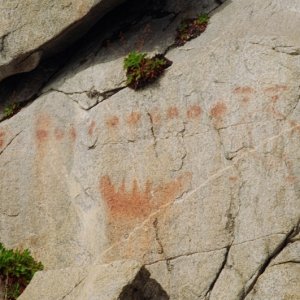Pictograph
Possibly a canoe and moons or suns above