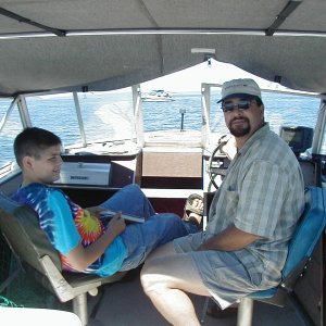 (starcrafttom) me and james on the 19 ft starcraft
