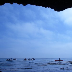 Looking out from inside the cave