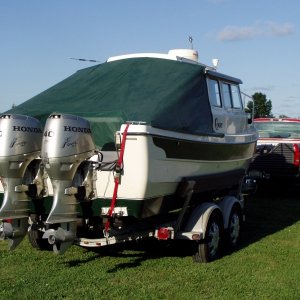 Rear View of Boat with Cover: Ready to Tow