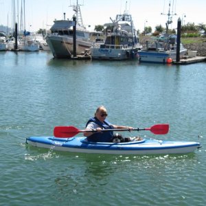 Patty Paddling Baxter Around Squalicum Harbor