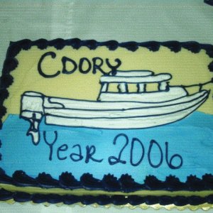 Jan 2006: Cake for the CBC.  Don't eat the dark blue frosting (aka Blue Lips).