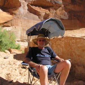 Trying out Chris' chair