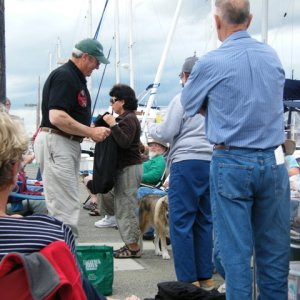 Tanya (C-Renity) collecting
C-Dory swag from Barry (C-Cakes)