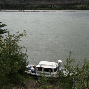 3rd night tie up at Fort Selkirk 282 miles down river