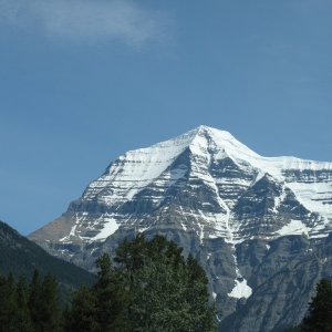 Rare clear view of Mount Robson