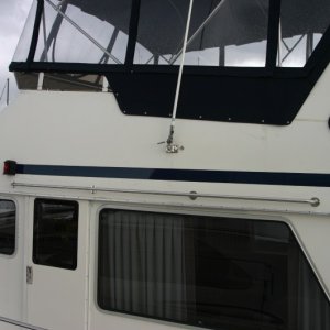 Media 'Exterior with Navy stripes to match canvas' in album 'Bessie 45 before Top and Canvas additions'