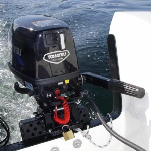 6 hp kicker and mounting bracket.