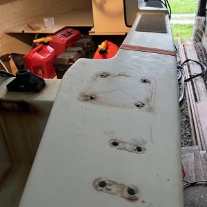Media 'hardware removed to epoxy holes' in album 'Seats leaving the boat.'