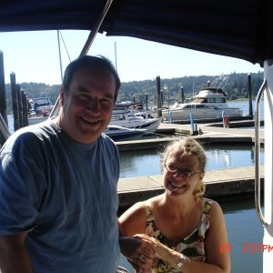 29 Aug 2007 Poulsbo
    Bill and Patti
Owners of the good looking Ranger 25, blue with yellow accent stripe