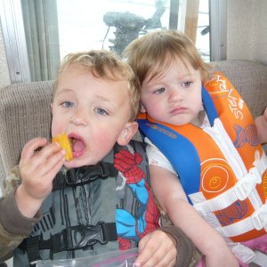 kids enjoying new "bigger boat"