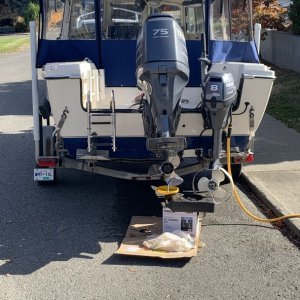 Media 'Engine and leg oil changed on both at 770 hrs, September 2021' in album 'New to me 2009 Angler 19'