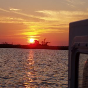 Sunset @ anchor near town creek Marina