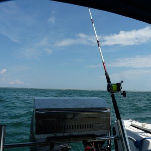 Media 'Getting ready to reel in a Spanish off Beaufort Inlet' in album 'Anchor Box for chain and rode -Not  coming into my Bunk --Stinky !!!'