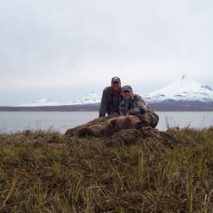 Unimak AK bear hunt 2009 090
We worked our ass off for this guy. Glassed him for two days then a Two mile stalk two mile pack back. Self Guided hunt. The hard way. Dodged Sows and Cubs to make 110 yard shot on this big Boar.
