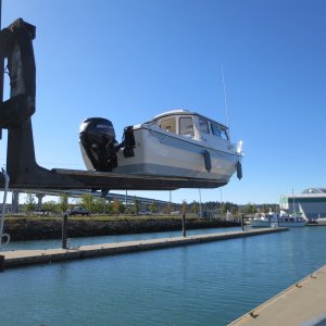 Media 'Back at Twin Bridges Marina, lifting boat out of water.' in album 'Launching at Twin Bridges for first time.'