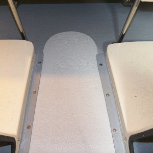 Media 'Both seat boxes back in and now attached with stainless screws and finish washers.' in album 'After my balsa core repair, I needed to paint the deck.  KiwiGrip has a good reputation and would hide any ripples in the new fiberglass.  But it is expensive at about $50 per liter and I needed 2 liters, or so I thought.  Then it occurred to me that I don't need or want nonskid under the seat boxes.'