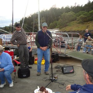 Our host, Barry, at the mike