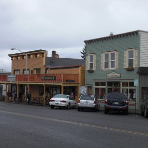 Rocky Bay cafe (orange building). C-Brats favourite breakfast hang out.