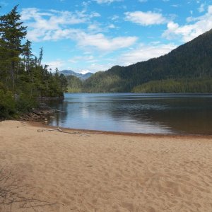 Nice views and wolf tracks on the beach.