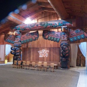 These seats were for tribal elders and past chiefs.  The drum log is right behind, so I didn't think the seating arrangement was that good.  I have video of the dancing, but no way to post.