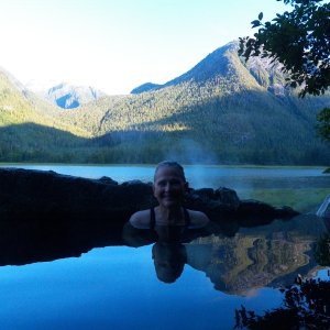 We did sea a grizzly across the water from the hot spring.