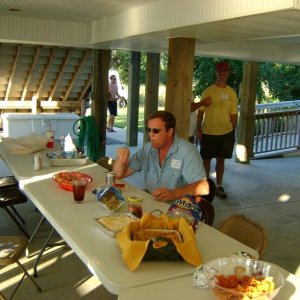 Bill enjoying the shrimp