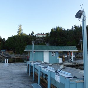 Boat launch, Fuel Dock, and Fish Cleaning station tucked away in the corner of Schooner Cove Marina