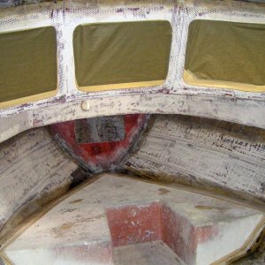 (Pat Anderson) 4-1-05 Vee berth, front windows and a bit of the ceiling