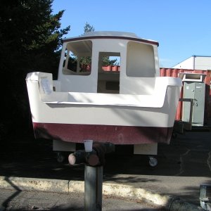 Media '(Pat Anderson) 4-8-05 Outside, view over transom' in album '(Pat Anderson) 3-18-05 - Daydream is just a fiberglass skin inside a mold at the C-Dory Factory in Auburn'
