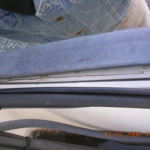 Close-Up of cracked transom- frequent sea
