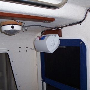 speaker, starboard side, rotated toward the cockpit