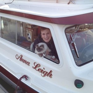 Media 'Kathy and one of our cats (their 1st voyage)' in album 'Jones waving'