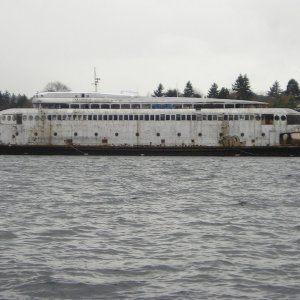 The ferry Kalakala a few days prior to being moved up to Anacortes.