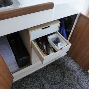 My only complaint with the interior of the new 22 has been the lack of drawers for storing odd and ends. That has now been addressed!