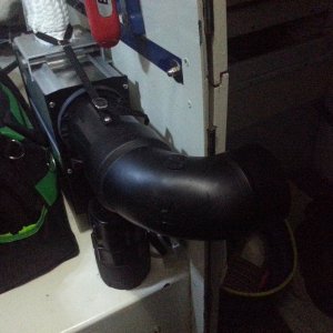 This elbow slips on to direct all the warmth rearward to the cockpit table area