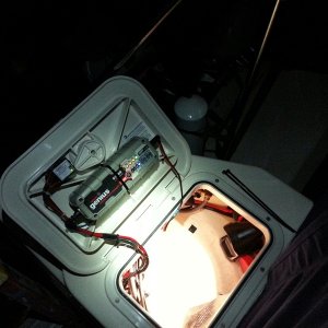 Media 'New charger and combiner mounted on new hatch (casually)making the most of space on our little boat' in album 'Heavy kicker for sale'
